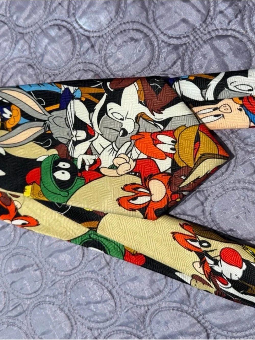 90s Looney Tunes Character Print Tie - Multicolor